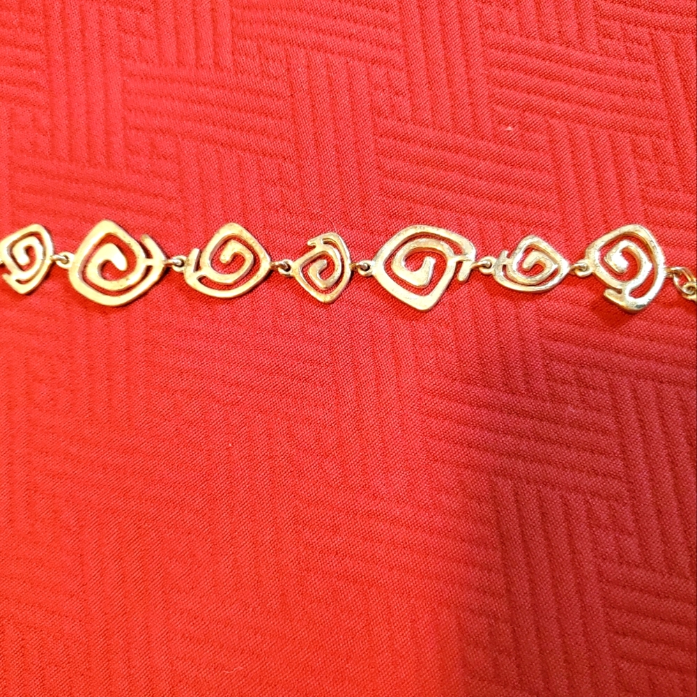 STERLING SILVER LINK Hammered DESIGN BRACELET